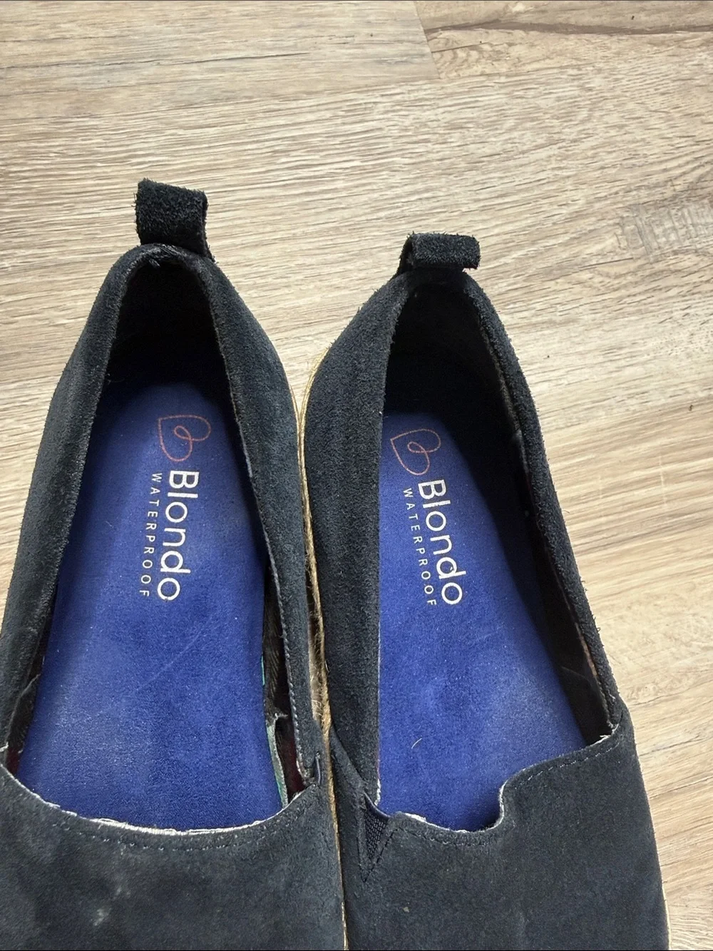 Women’s Blondo Navy Suede Espadrille Flats with Jute Platform Size 6